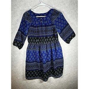 Route 66 Girls Blue Long Sleeve Dress Southwestern Native American Size XL 14/16